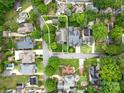 Aerial view showing property lines, well-maintained yard, mature trees and neighborhood at 601 Dorothy Dr, Charlotte, NC 28203