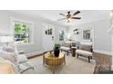 Inviting living room featuring hardwood floors, a comfortable sofa, and abundant natural light from the windows at 2008 Highland St, Charlotte, NC 28208