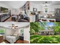 Home featuring a living room, kitchen, bedroom, and backyard with deck at 301 Deer Creek Dr, Matthews, NC 28105