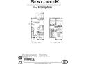 Detailed floor plan of a Hampton model home with open living area, kitchen, and bedrooms at 8641 Wandering Creek Way, Charlotte, NC 28227