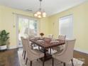 A dining room features a decorative table and chairs, plus a sliding glass door to the backyard at 2017 Beckwith Ln, Waxhaw, NC 28173