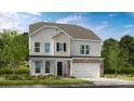 Charming two-story home with stone accents, a covered porch, and a two-car garage at 13251 Chopin Ridge Rd, Huntersville, NC 28078