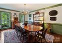 Formal dining room with hardwood floors, chandelier, and a traditional hutch at 3040 Valencia Ter, Charlotte, NC 28211