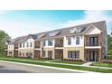 Beautiful new townhome exteriors featuring a mix of siding and brick, enhancing curb appeal and a welcoming facade at 5052 Elm View Dr # 16, Charlotte, NC 28277