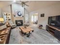 Comfortable living area featuring a fireplace and neutral color palette at 6231 Kentwood Dr, Kannapolis, NC 28081