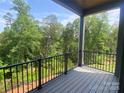 Covered balcony with black metal railings overlooking lush greenery at 408 Nathaniel Way # Brx0053, Charlotte, NC 28213