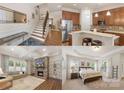 A collage of the home featuring the entry, stairs, kitchen, living room, and bedroom at 5422 Shannon Bell Ln, Charlotte, NC 28277