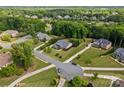 Panoramic aerial view of a lush, green residential neighborhood showcasing well-maintained lawns and mature trees at 907 Lingfield Ln, Waxhaw, NC 28173