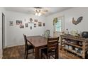 Dining area with wood flooring and ceiling fan at 205 Pinehurst Dr, Kings Mountain, NC 28086
