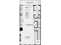 Floorplan shows living level with kitchen, gathering room, dining and powder room layout at 747 Hoke Ln, Davidson, NC 28036