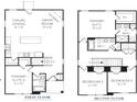Detailed floor plan showcasing the layout of the first and second floors, highlighting room dimensions at 4017 Grommet Ct, Matthews, NC 28105