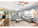 Cozy living room with hardwood floors, neutral paint, ample natural light, and comfortable seating at 516 Tribune Dr, Charlotte, NC 28214