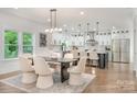 Open-concept kitchen featuring a central island, stainless steel appliances, and modern lighting fixtures at 2224 Highland St, Charlotte, NC 28208