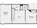 Second floor plan featuring a loft, additional bedroom, unfinished storage, and attic access at 1099 Sugar Creek Rd, Indian Land, SC 29707