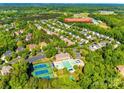 Aerial view of the neighborhood with community pool and tennis courts at 1020 Forbishire Dr at 1020 Forbishire Dr, Matthews, NC 28104