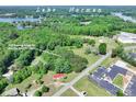 Beautiful aerial view of the property and surrounding area, showing proximity to Lake Norman at 4155 Slanting Bridge Rd, Sherrills Ford, NC 28673
