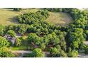 Green aerial view showcasing tree coverage, the home, and a spacious yard at 603 Sunnybrook Dr, Monroe, NC 28110