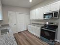 Modern kitchen featuring stainless steel appliances and stylish granite countertops at 406 4Th St, Spencer, NC 28159