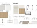 Selection of modern kitchen finishes and bathroom finishes including faucets, cabinets, lights, and tile at 17026 Malone Ln, Mint Hill, NC 28227