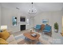 Bright living room featuring a fireplace, neutral walls, and ample natural light at 614 Stone Village Dr, Fort Mill, SC 29708