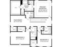 Upstairs floor plan featuring primary bedroom with ensuite bathroom, bedrooms 2 and 3, flex room, and laundry at 4114 Vista Pine Dr, Charlotte, NC 28215