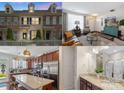 This composite image features exterior, living room, kitchen, and bathroom elements at 4313 Courtly Ln, Belmont, NC 28012