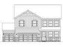 Detailed line drawing of a two-story home with a two-car garage and a covered front porch at 9945 Cask Way, Huntersville, NC 28078