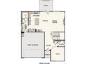 Layout of the first floor featuring a 2-bay garage, kitchen, dining, and great room at 7065 Stella Pl, Stanley, NC 28164