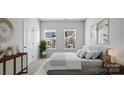 Cozy bedroom with neutral tones, comfortable bed, ample natural light from double windows, and minimalist decor at 2918 Sloan Dr, Charlotte, NC 28208