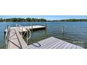 Modern dock featuring gray decking and metal railings, perfect for enjoying waterfront living at 139 Elysian Dr, Mooresville, NC 28117