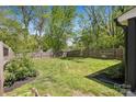 Spacious, fully fenced backyard featuring a well-maintained lawn and landscaping at 324 Elm St, Belmont, NC 28012