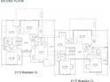 Detailed second-floor floorplan showcasing suites, media room, balconies, bathrooms, and storage at 2113 Brandon Cir, Charlotte, NC 28211