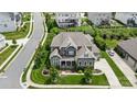 Expansive aerial view of a meticulously landscaped home with a large yard in a suburban neighborhood at 220 Forsythia Ln, Tega Cay, SC 29708