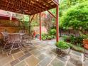 Inviting stone patio offers a serene outdoor dining area with garden views at 3044 Luke Crossing Dr, Charlotte, NC 28226