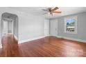Hardwood floors and neutral paint fill this comfortable bedroom with ample natural light at 2336 32Nd Ne St, Hickory, NC 28601