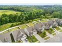 Aerial view of a neighborhood with spacious lots and well-manicured lawns at 2104 New Hope Branch Way, Belmont, NC 28012