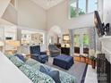 Spacious living room featuring a fireplace, comfortable seating, and an open layout at 6647 Gaywind Dr, Charlotte, NC 28226