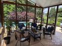 Relaxing screened-in porch overlooking a sparkling pool and beautifully landscaped backyard at 2300 Lord Anson Dr, Waxhaw, NC 28173
