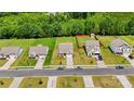 A high angle view shows a tidy residential street with well-kept homes and green lawns at 2928 Parkwest Dr, Albemarle, NC 28001