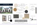 This image displays exterior materials and color selections with brick, trim, roof, garage door, windows and light fixtures at 5427 Addison Dr, Charlotte, NC 28211