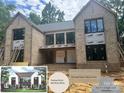 Charming brick home with a mixture of modern and classic elements, including a rendering and color swatches at 5427 Addison Dr, Charlotte, NC 28211