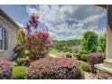 Beautifully landscaped yard with colorful bushes and a mature maple tree at 14503 Crest Ct, Charlotte, NC 28278