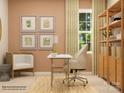 Inviting home office with decorative wall art, stylish furniture, and natural light, creating a cozy workspace at 1516 Croydon St, Indian Land, SC 29707