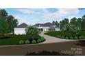 Beautiful architectural rendering of a home with mature trees and lush landscaping at 268 Hermance Ln, Mooresville, NC 28117