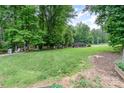 Expansive backyard featuring lush green lawn and mature trees, offering privacy and space at 307 Lake Head Rd, Norwood, NC 28128