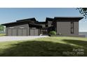 Modern, new construction home boasts a three-car garage and sleek architectural design elements at 22554 John Gamble Rd, Cornelius, NC 28031