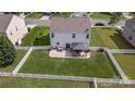 Aerial view of a home featuring a fenced backyard and a patio with outdoor seating at 5003 Singletree Ln, Indian Trail, NC 28079