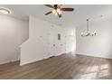 Spacious living room featuring hardwood floors and abundant natural light at 5529 Seths Dr, Charlotte, NC 28269
