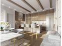 Contemporary kitchen with marble countertops, an island with seating, and a sleek, open design at 409 Queens Rd # 202, Charlotte, NC 28207