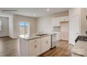 Open kitchen featuring a central island with stainless steel sink and ample counter space at 150 Parker Claire Ln, Kings Mountain, NC 28086